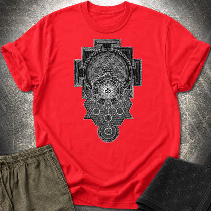 Sri Yantra Intricate Sacred Patterns T-Shirt - Sri Yantra Intricate Sacred Patterns T-Shirt - Red
