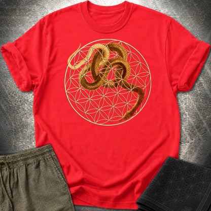 Flower Of Life Snake T-Shirt - Flower Of Life Snake T-Shirt - Red