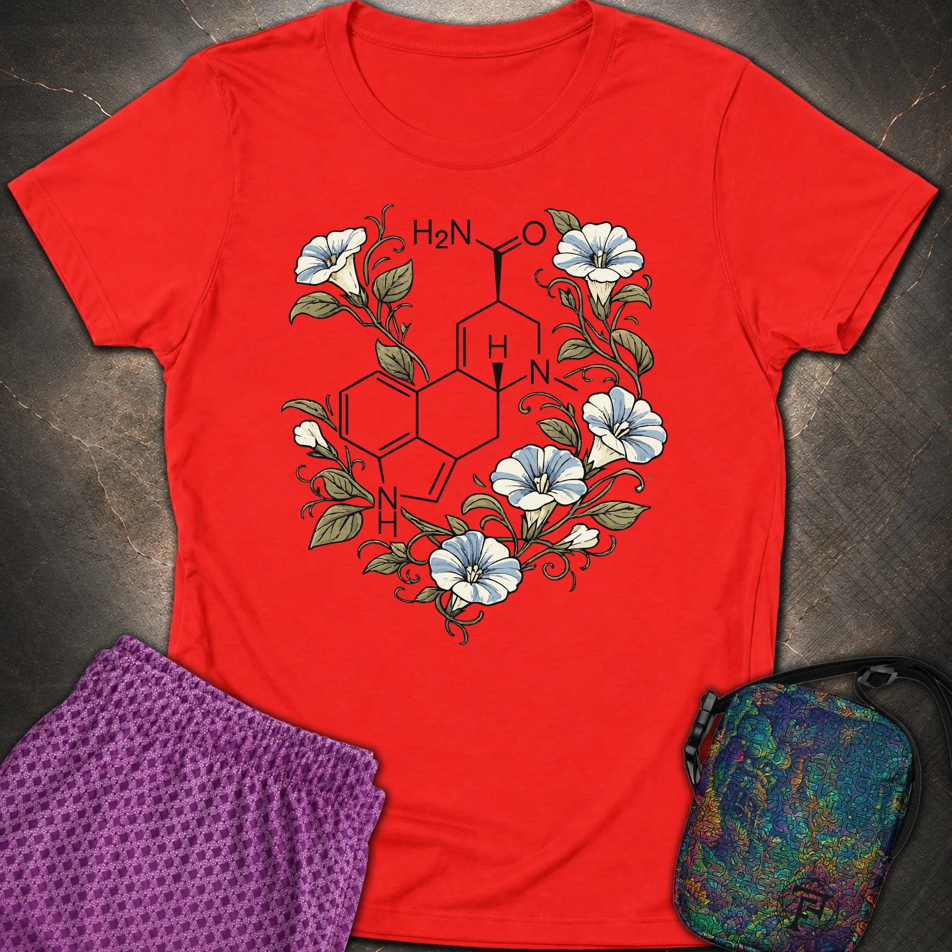 Morning Glory Molecule Color - Morning Glory Molecule Color Womens T-Shirt - Red