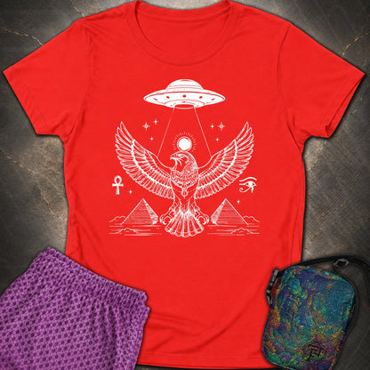 Solar Falcon Beneath the Starship - Solar Falcon Beneath the Starship Womens T-Shirt - Red
