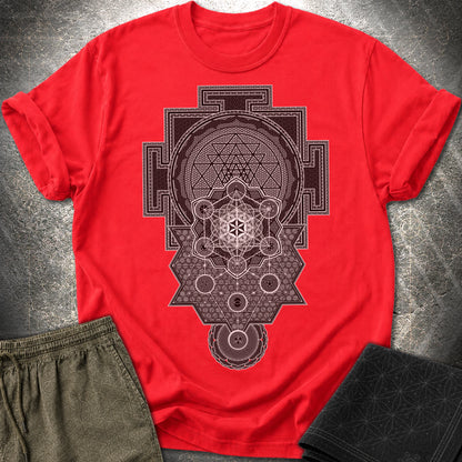 Sri Yantra Intricate Sacred Patterns - Sri Yantra Intricate Sacred Patterns T-Shirt - Red