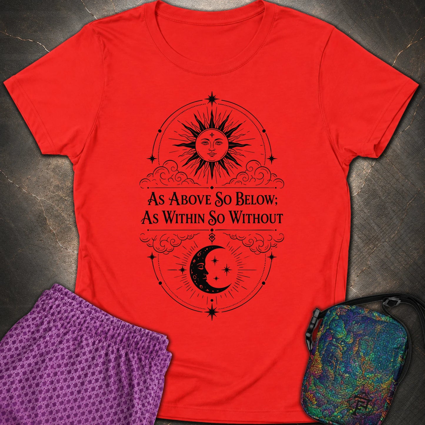As Above So Below Sun Moon - As Above So Below Sun Moon Womens T-Shirt - Red