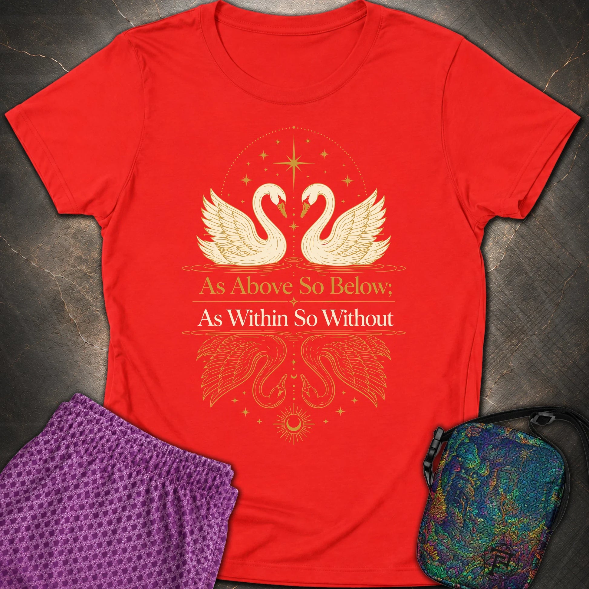 As Above So Below Swans - As Above So Below Swans Womens T-Shirt - Red