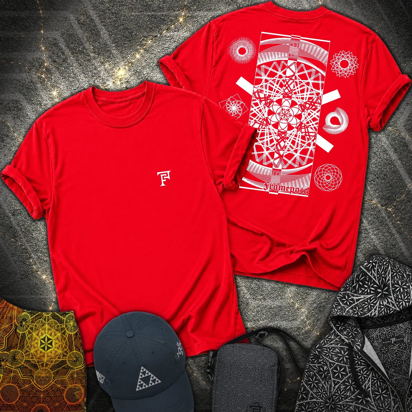 FramePace Geometry 2 Sided T-Shirt - FramePace Geometry 2 Sided T-Shirt - Red