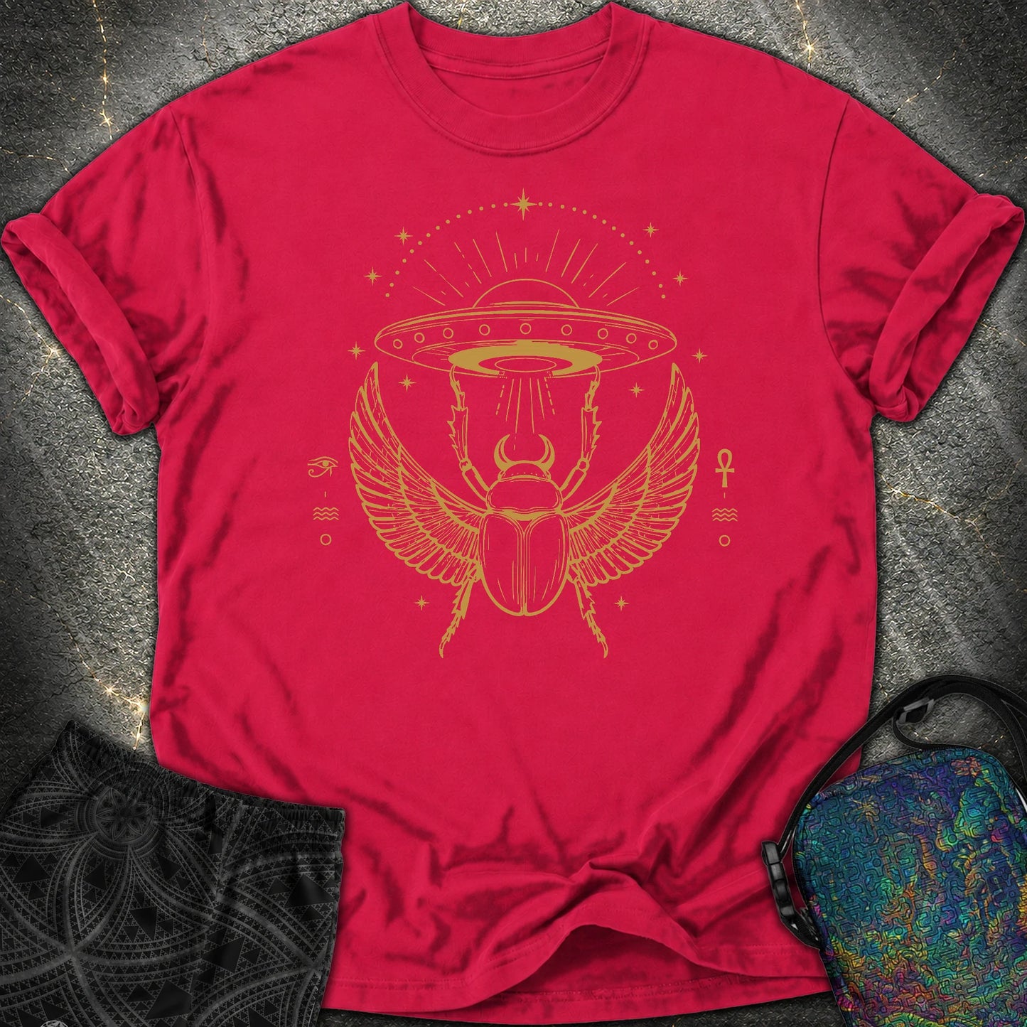Celestial Scarab Beneath the Starship - Celestial Scarab Beneath the Starship Comfort T-Shirt - Red