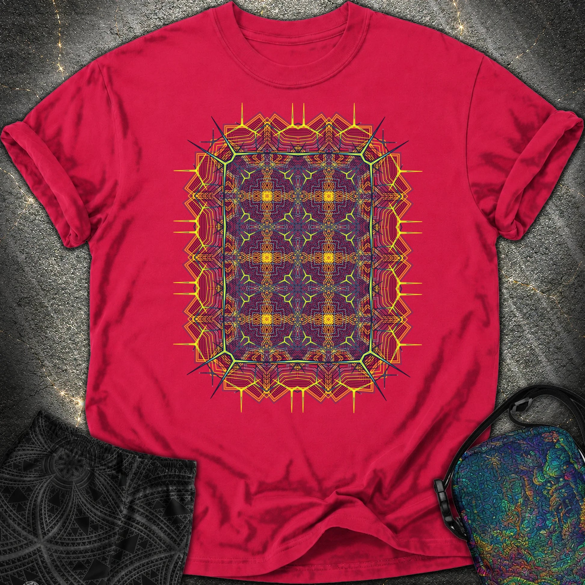 Electric Geometric Matrix - Electric Geometric Matrix Comfort T-Shirt - Red