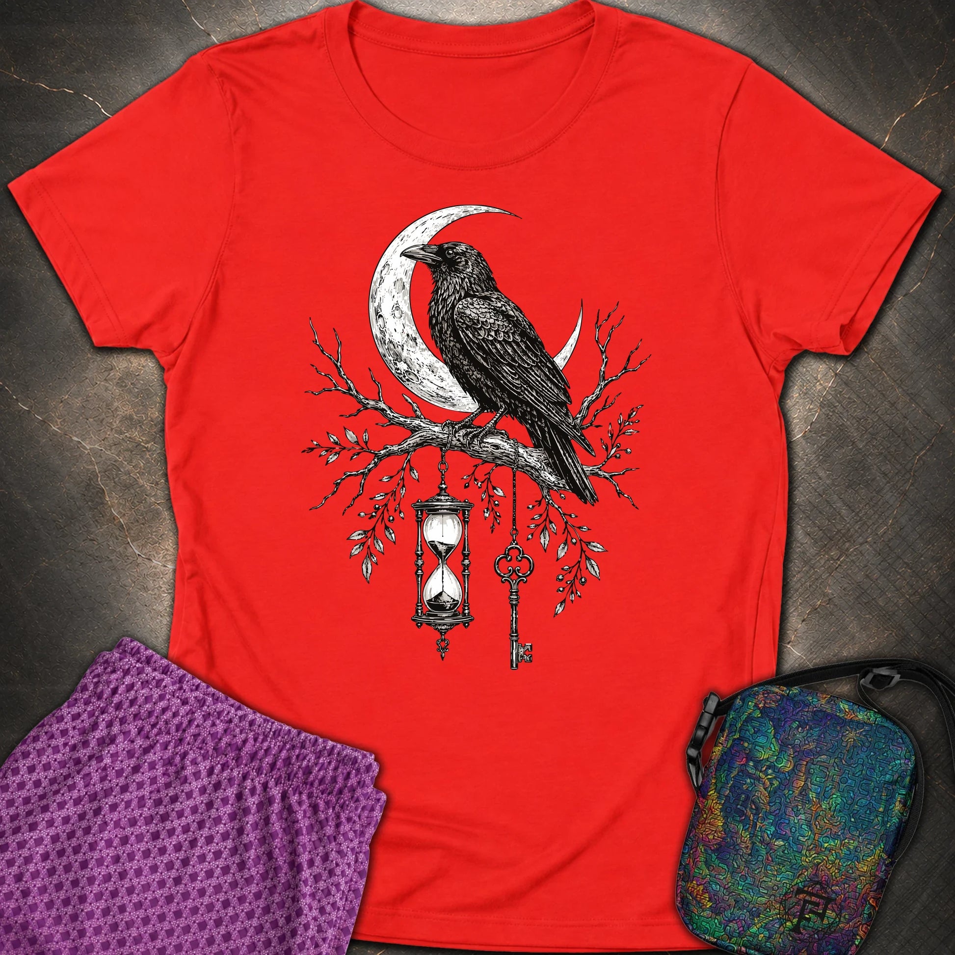 Crow Hourglass Key - Crow Hourglass Key Womens T-Shirt - Red