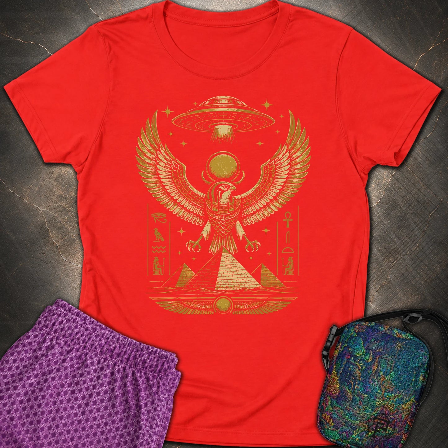 Falcon Guardian Beneath the Starship - Falcon Guardian Beneath the Starship Womens T-Shirt - Red