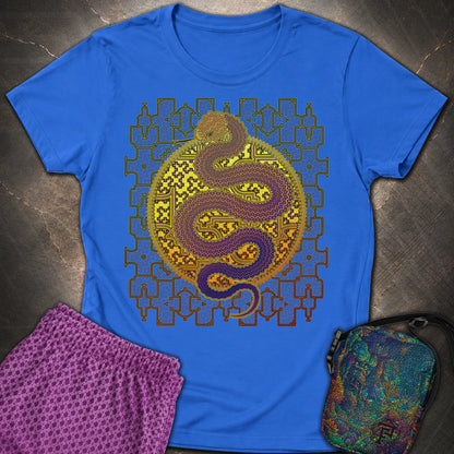 Shipibo Kene Cosmic Snake - Shipibo Kene Cosmic Snake Women's T-Shirt - Royal