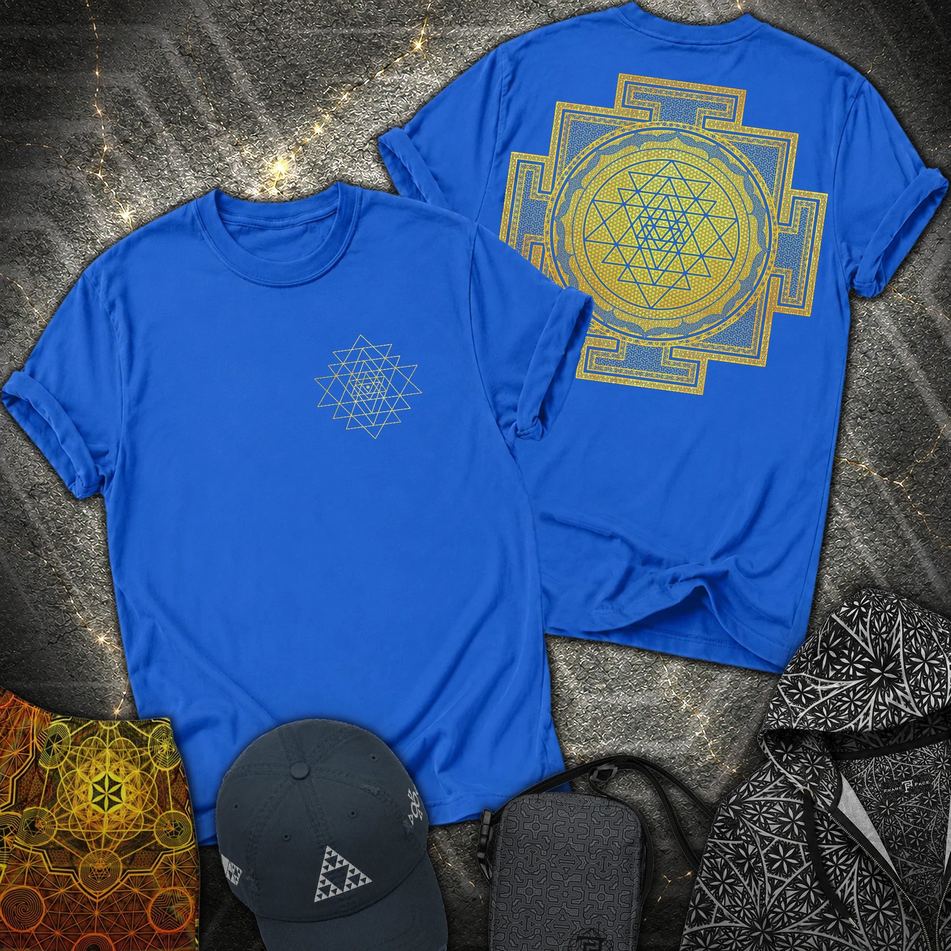 Sri Yantra Patterns 2 Sided T-Shirt - Sri Yantra Patterns 2 Sided T-Shirt - Royal
