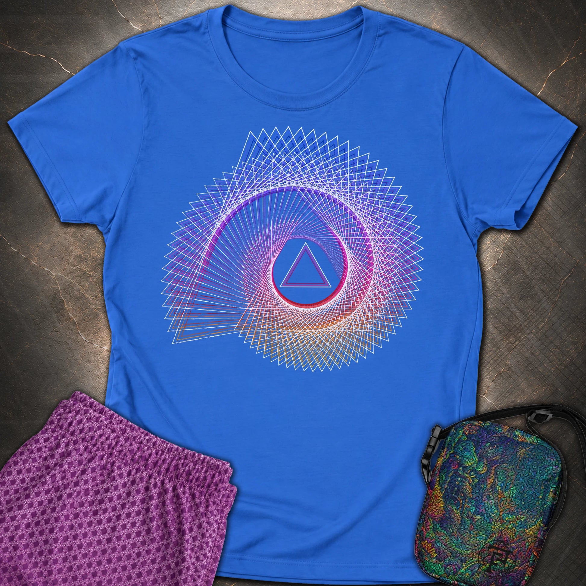 Spiralling Gradient Triangle - Spiralling Gradient Triangle Womens T-Shirt - Royal