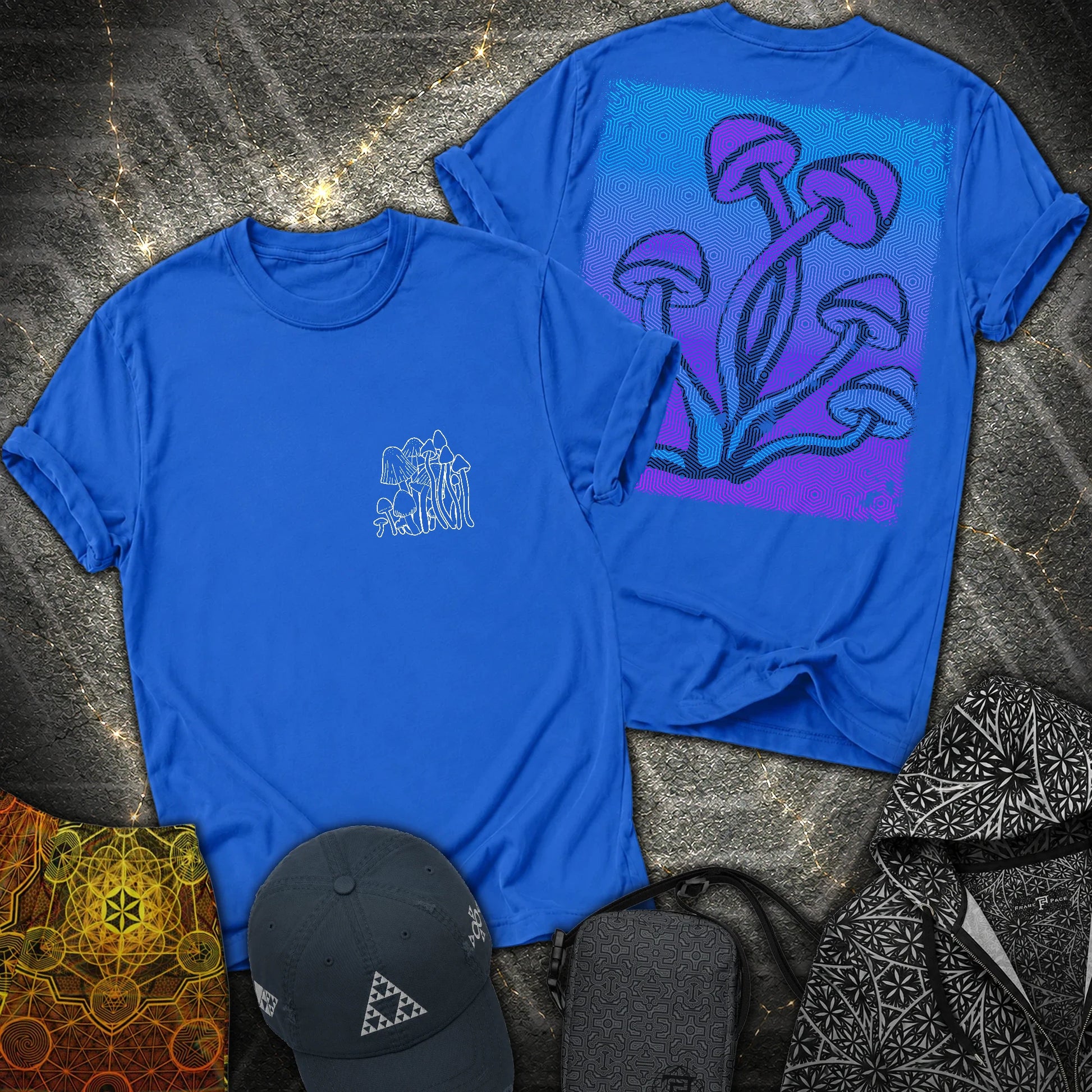 Mushroom Pattern 2 Sided T-Shirt - Mushroom Pattern 2 Sided T-Shirt - Royal