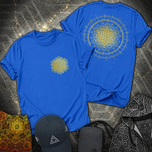 Radiating Metatron Tetrahedron 2 Sided T-Shirt - Radiating Metatron Tetrahedron 2 Sided T-Shirt - Royal