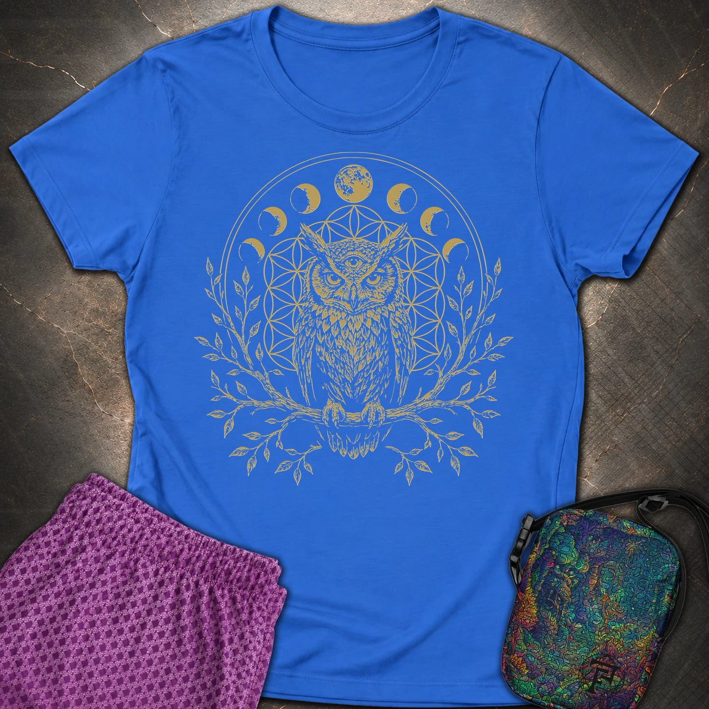 Owl Flower Of Life - Owl Flower Of Life Womens T-Shirt - Royal