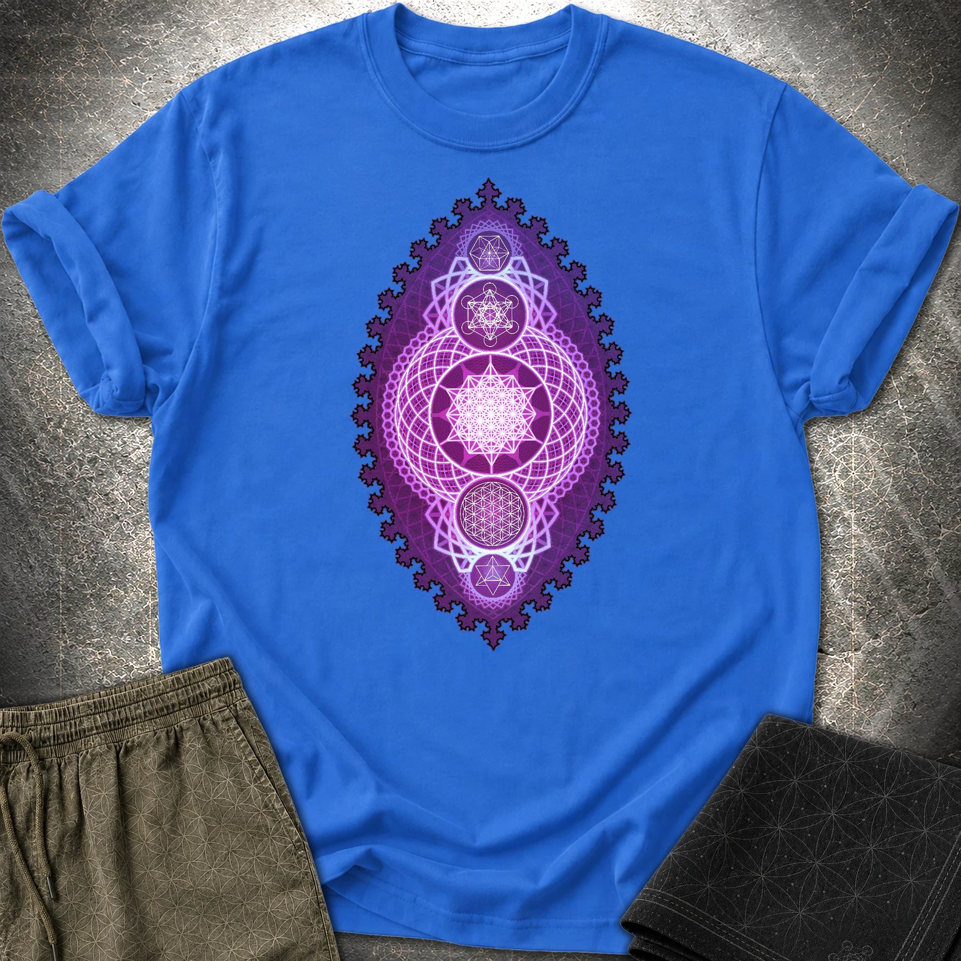 Fractal Sacred Geometry Fusion T-Shirt - Fractal Sacred Geometry Fusion T-Shirt - Royal