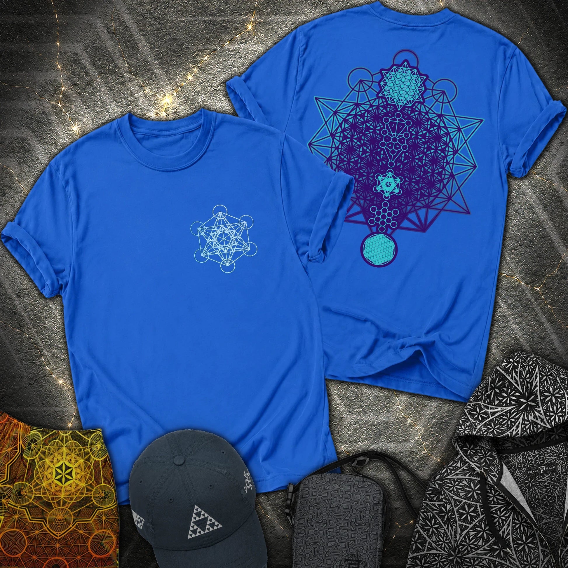 All The Sacred Geometry Metatron 2 Sided T-Shirt - All The Sacred Geometry Metatron 2 Sided T-Shirt - Royal