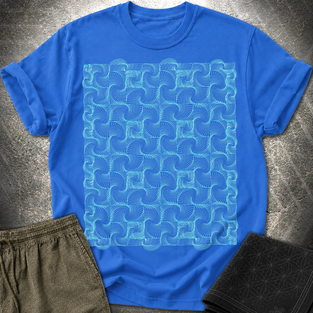 Psychedelic Spiral Optical Illusion Trippy Geometric T-Shirt - Psychedelic Spiral Optical Illusion Trippy Geometric T-Shirt - Royal