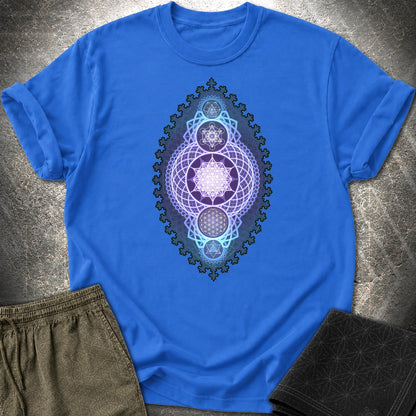 Blue Fractal Sacred Geometry Fusion T-Shirt - Blue Fractal Sacred Geometry Fusion T-Shirt - Royal