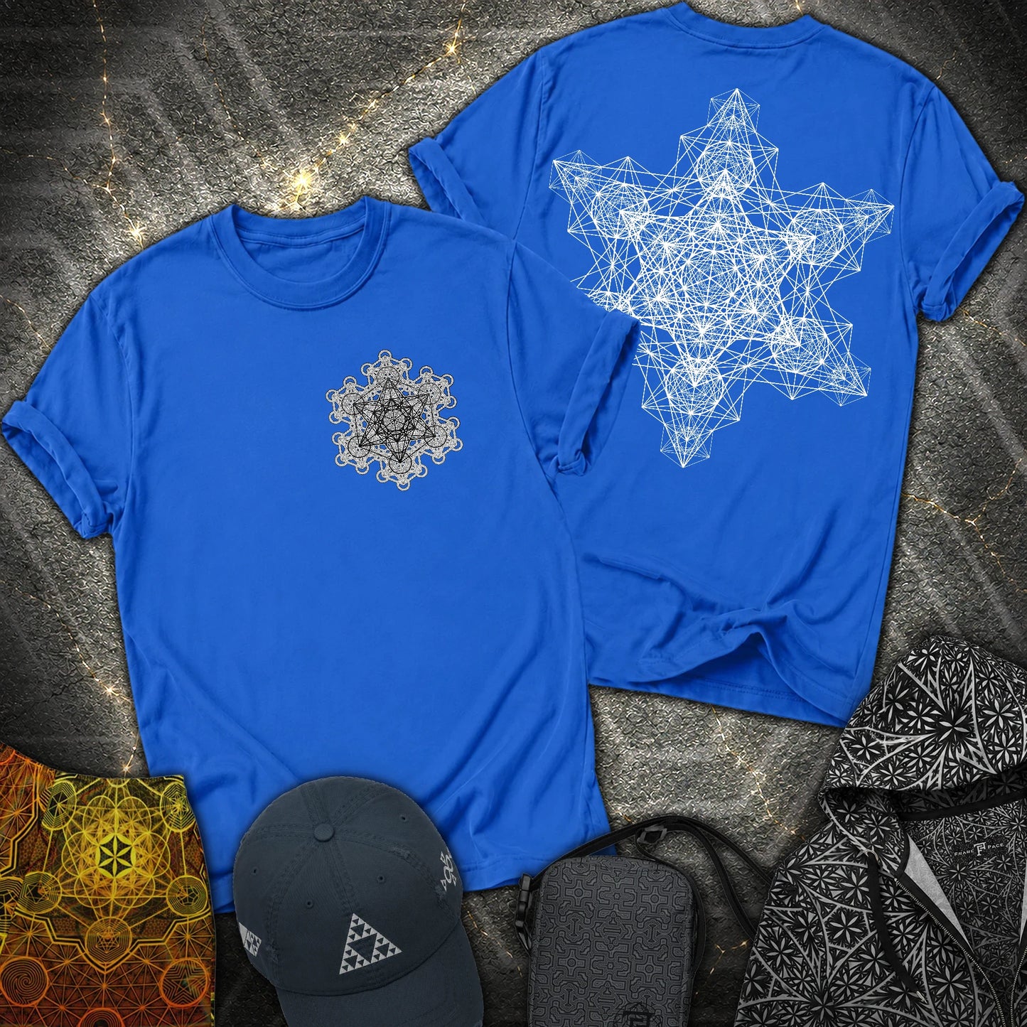 Metatron Fractal Star 2 Sided T-Shirt - Metatron Fractal Star 2 Sided T-Shirt - Royal