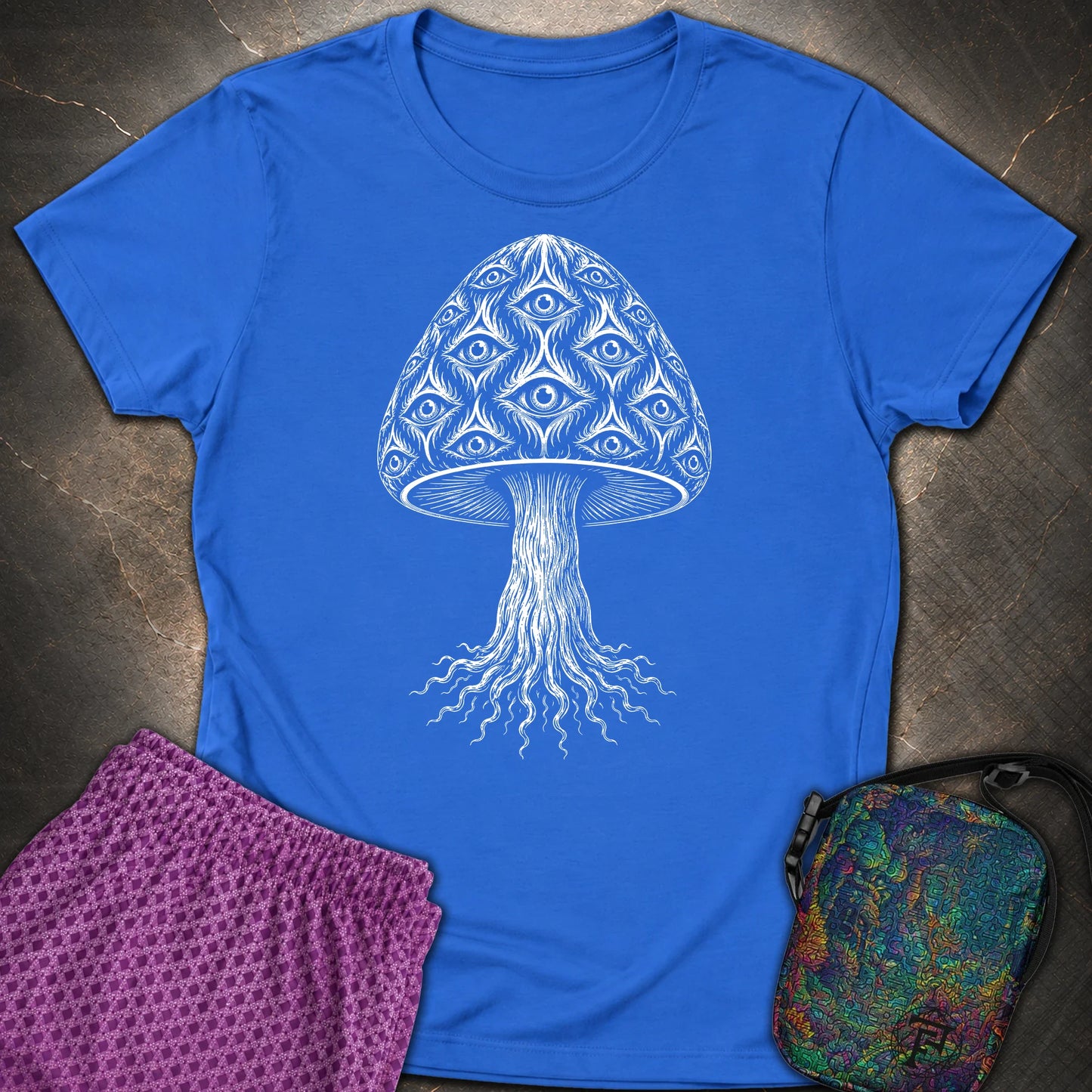 All-Seeing Mushroom - All-Seeing Mushroom Womens T-Shirt - Royal