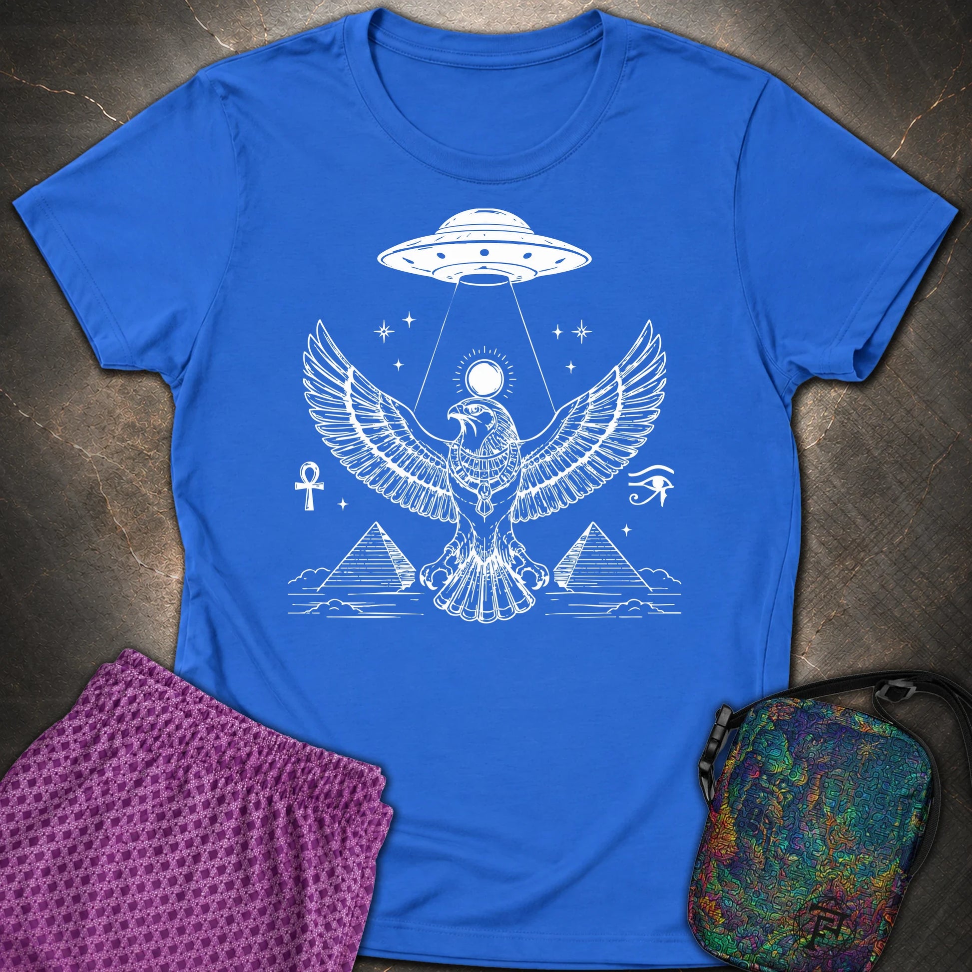 Solar Falcon Beneath the Starship - Solar Falcon Beneath the Starship Womens T-Shirt - Royal