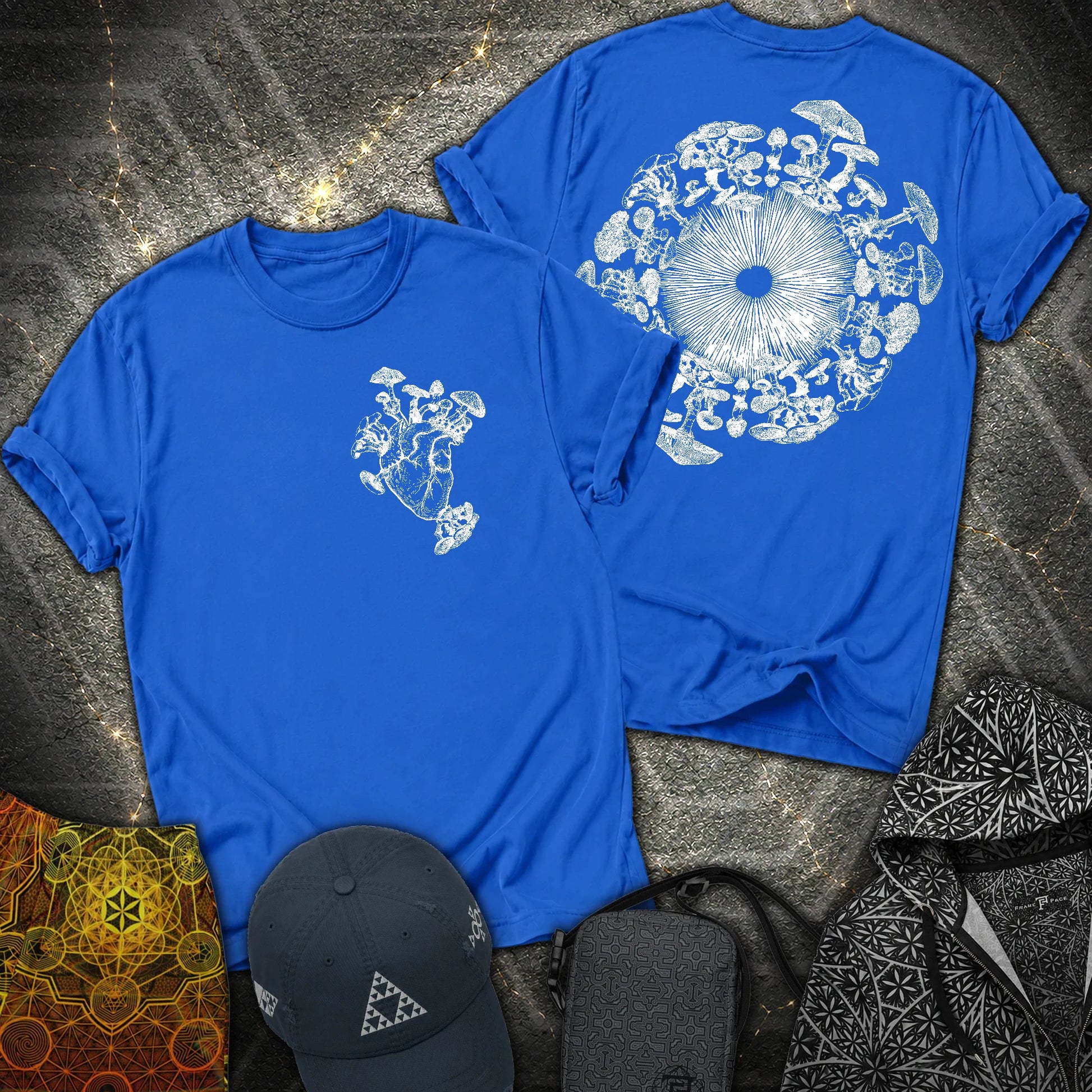 Mushroom Heart Mushroom Iris 2 Sided T-Shirt - Mushroom Heart Mushroom Iris 2 Sided T-Shirt - Royal