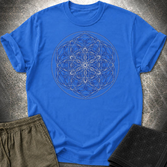 Sacred Flower Grids T-Shirt - Sacred Flower Grids T-Shirt - Royal
