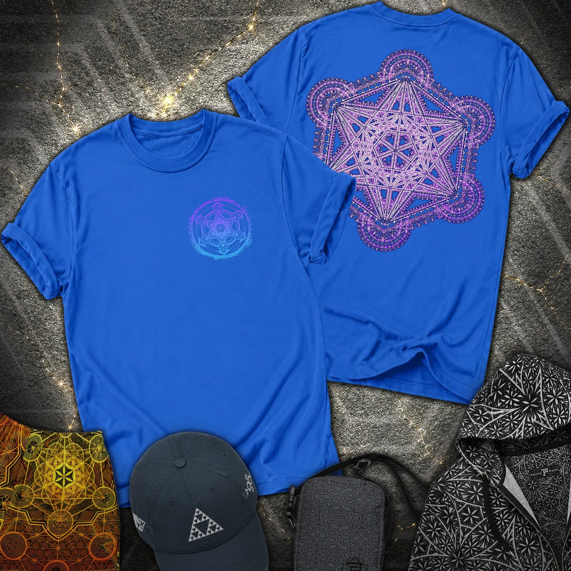 Intricate Metatron's Cube 2 Sided T-Shirt - Intricate Metatron's Cube 2 Sided T-Shirt - Royal