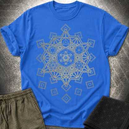 Metatron and Platonic Solids T-Shirt - Metatron and Platonic Solids T-Shirt - Royal