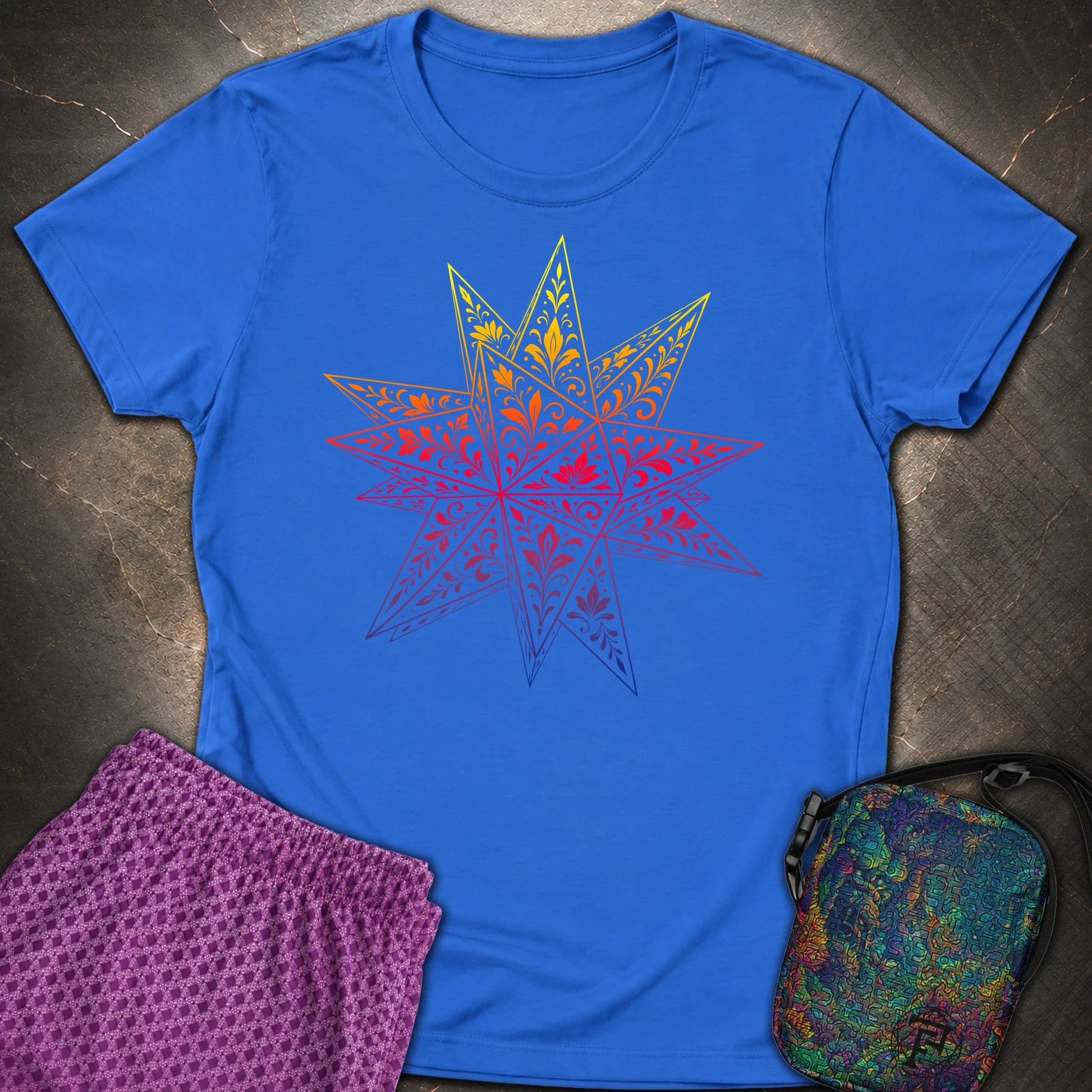 Colorful Stellated Dodecahedron - Colorful Stellated Dodecahedron Womens T-Shirt - Royal