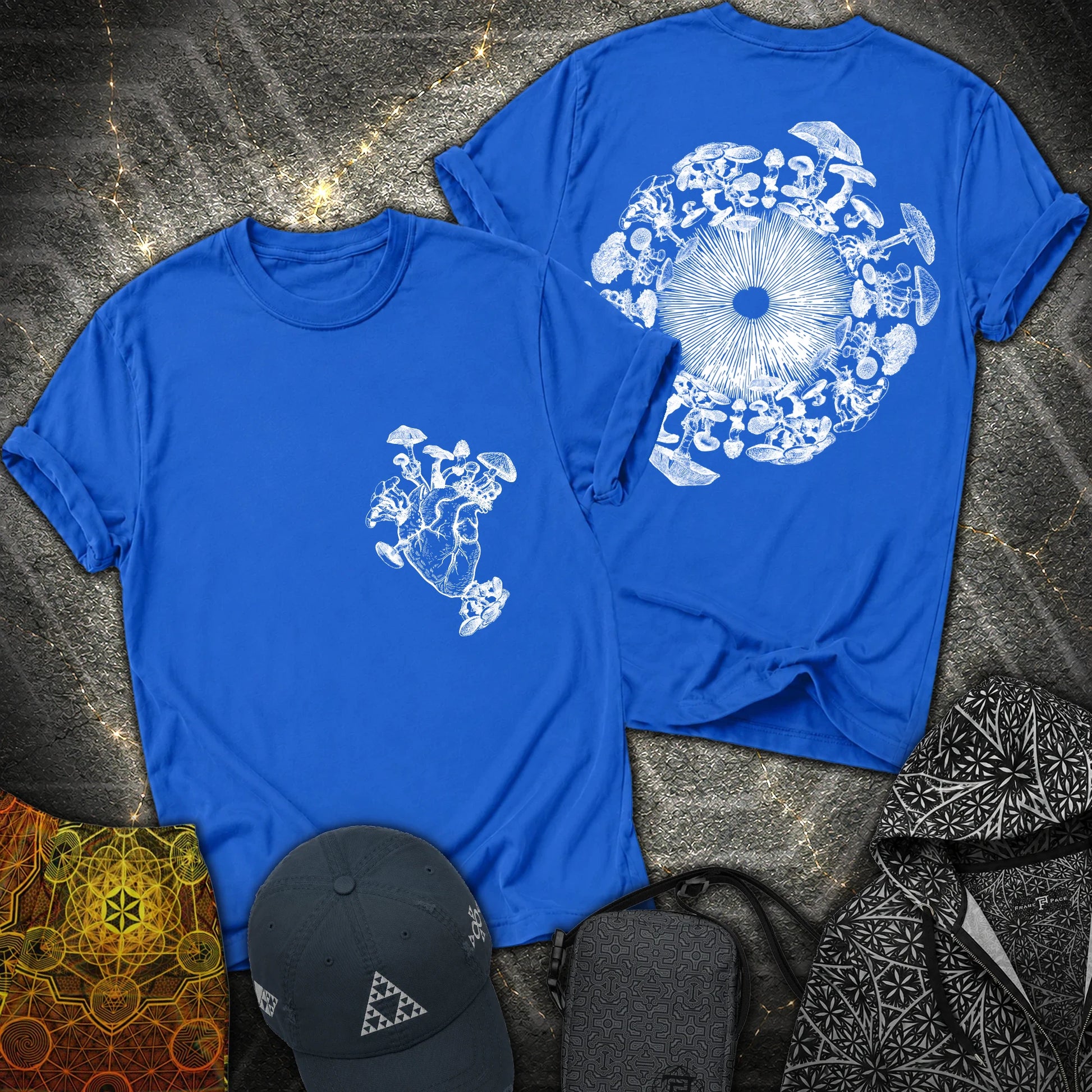 Mushroom Heart Mushroom Iris 2 Sided T-Shirt - Mushroom Heart Mushroom Iris 2 Sided T-Shirt - Royal