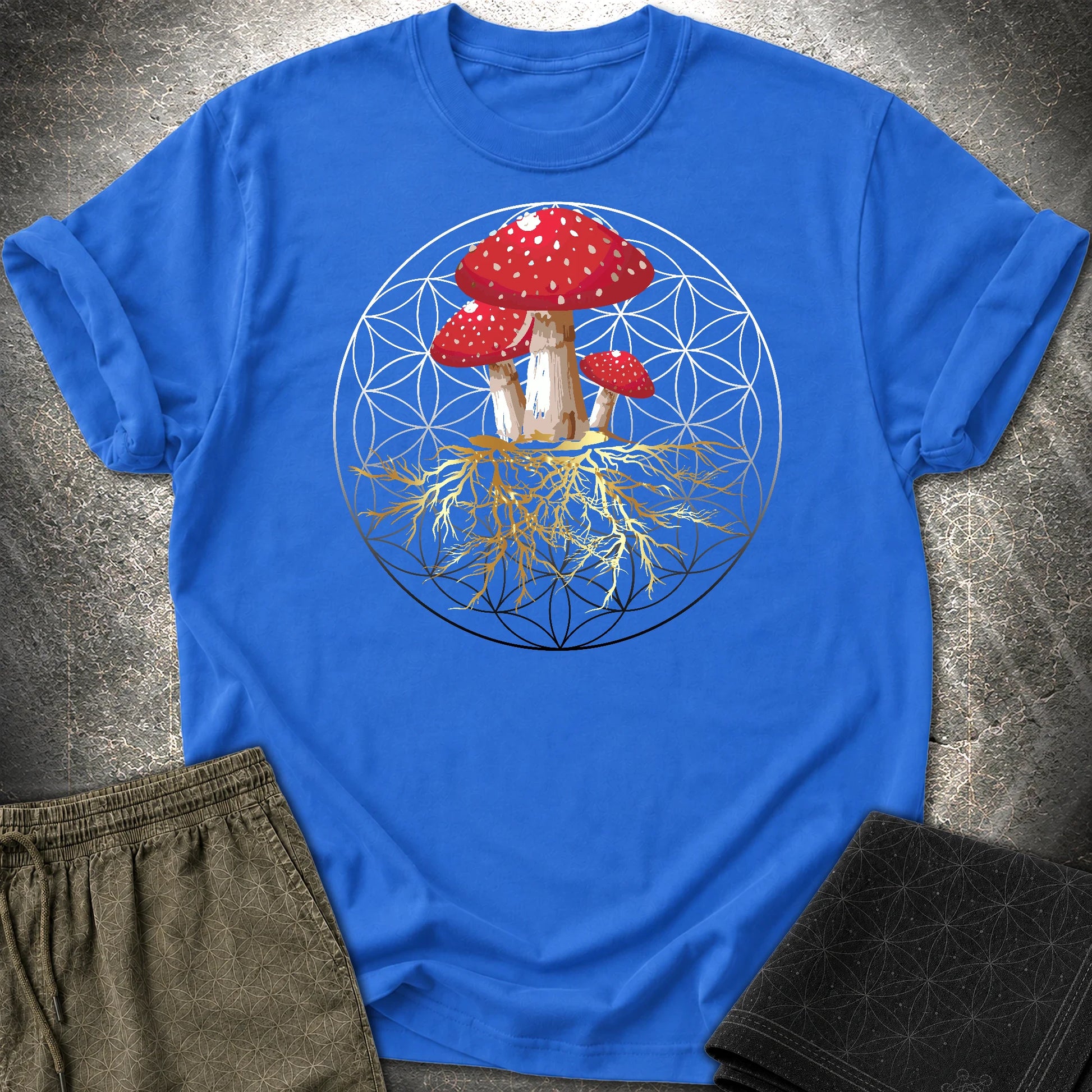 Fly Agaric Flower Of Life T-Shirt - Fly Agaric Flower Of Life T-Shirt - Royal