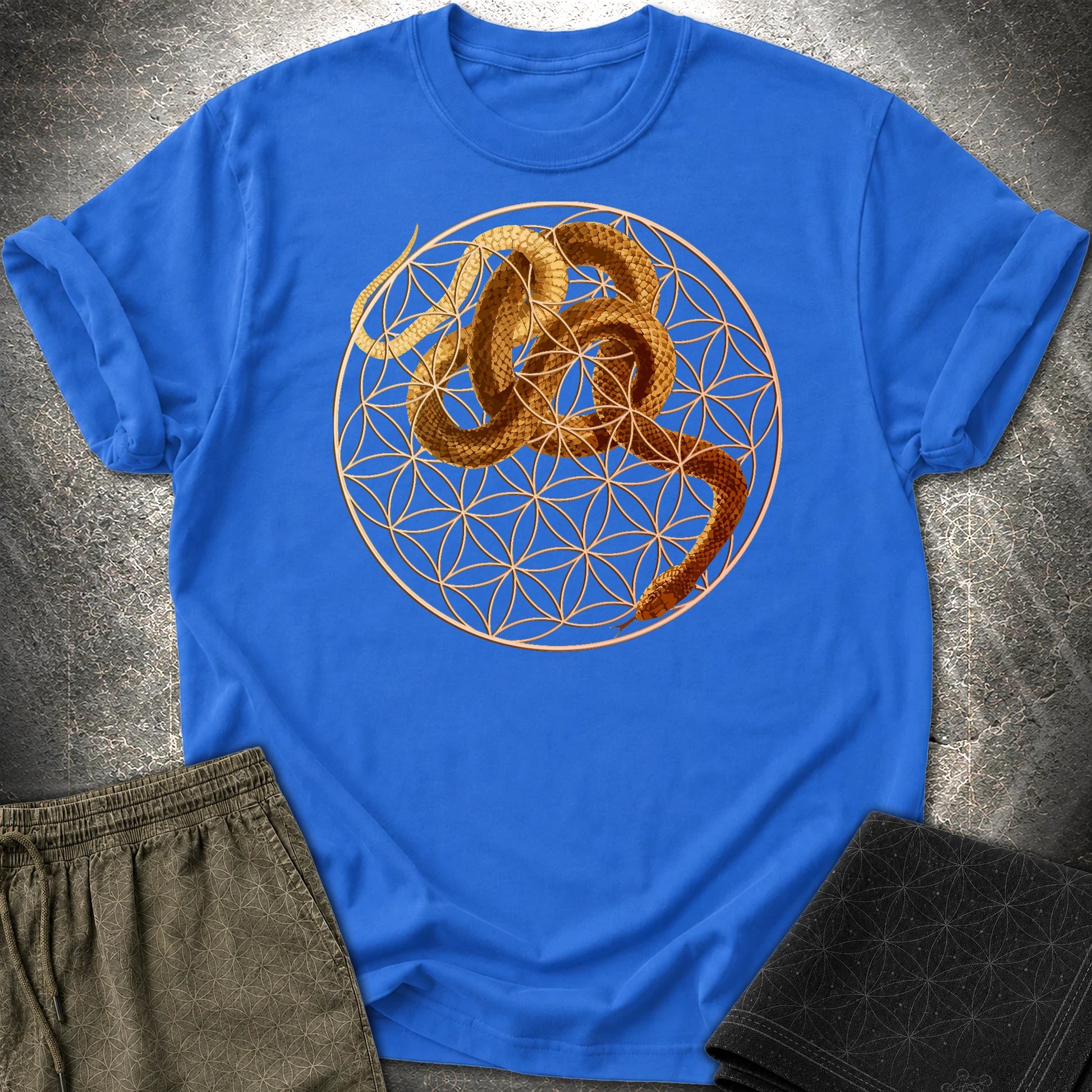 Flower Of Life Snake T-Shirt - Flower Of Life Snake T-Shirt - Royal