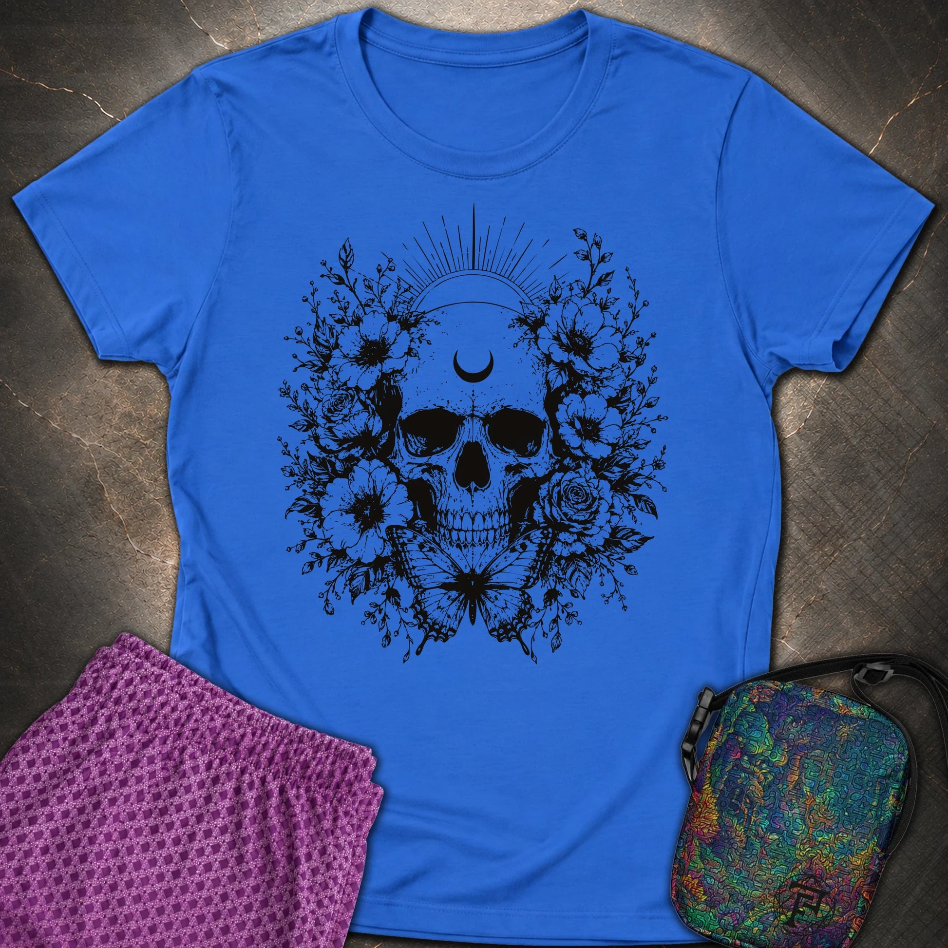 Moon Phases Moth - Moon Phases Moth Womens T-Shirt - Royal