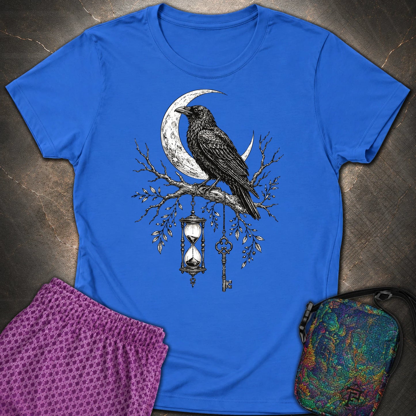 Crow Hourglass Key - Crow Hourglass Key Womens T-Shirt - Royal