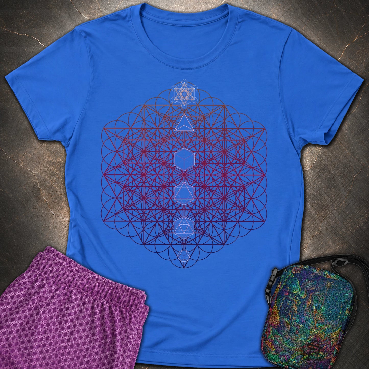 64 Tetrahedron Platonic Solids Metatron - 64 Tetrahedron Platonic Solids Metatron Women's T-Shirt - Royal