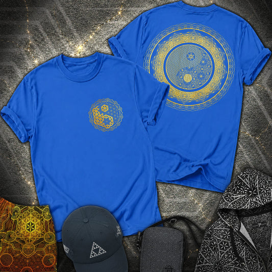 Yin Yang Sacred Geometry 2 Sided T-Shirt - Yin Yang Sacred Geometry 2 Sided T-Shirt - Royal
