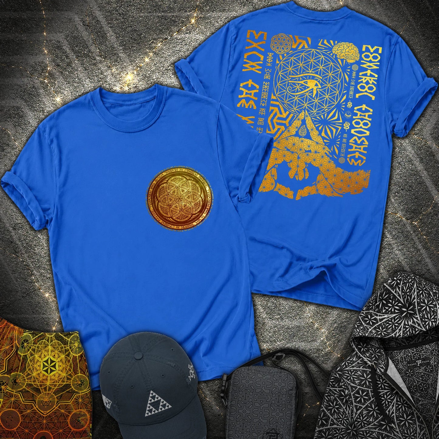 Kalesvara Mudra Seed Of Life 2 Sided T-Shirt - Kalesvara Mudra Seed Of Life 2 Sided T-Shirt - Royal