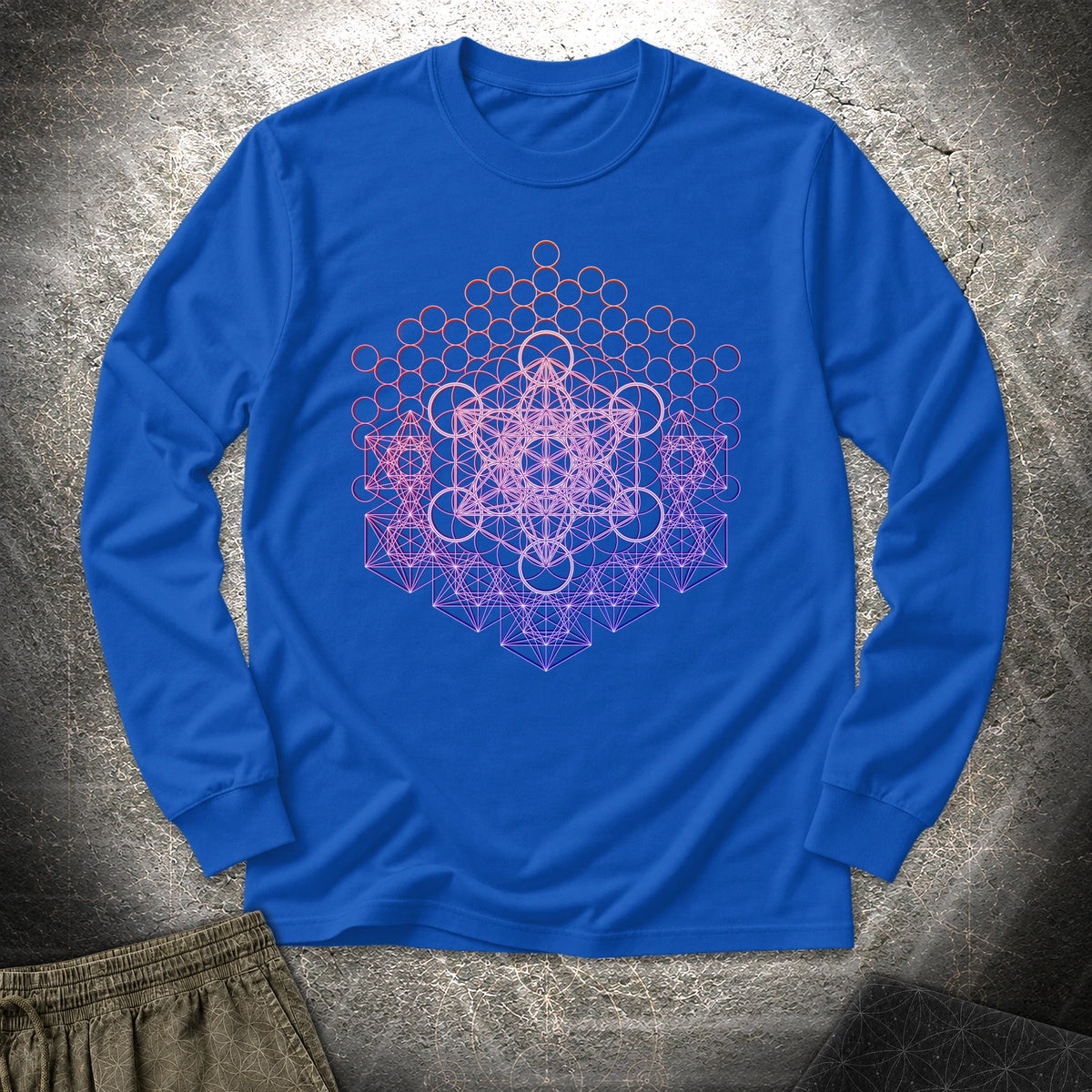 Metatron And Flower Connection - Metatron And Flower Connection Long Sleeve Shirt - Royal