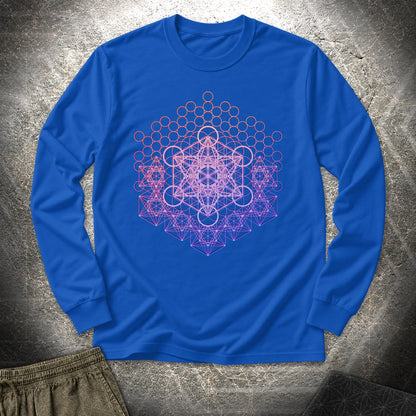 Metatron And Flower Connection - Metatron And Flower Connection Long Sleeve Shirt - Royal