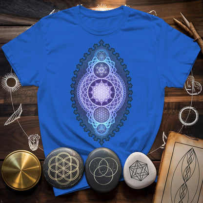Blue Fractal Sacred Geometry Fusion T-Shirt