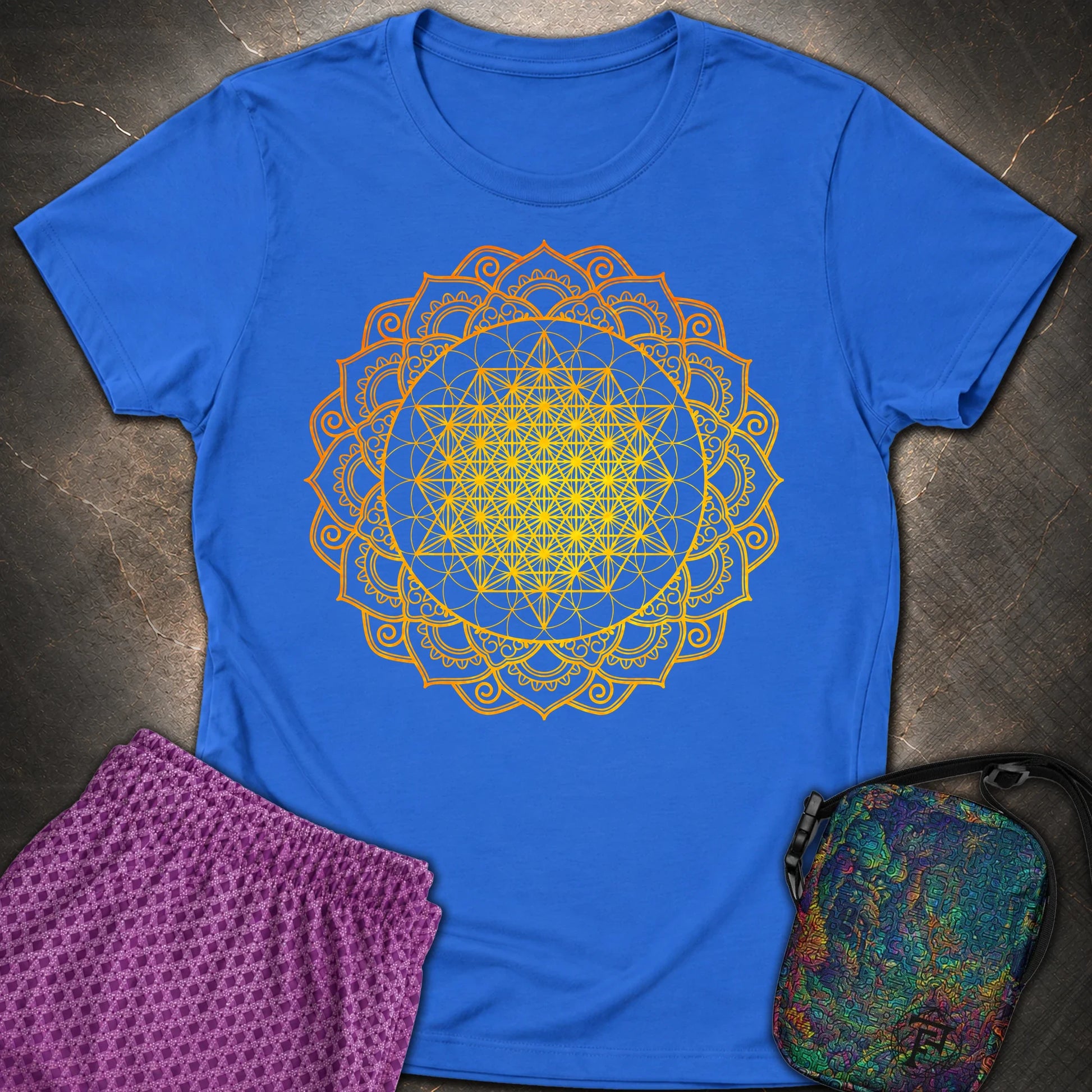 Tetrahedron Mandala T-Shirt - Tetrahedron Mandala Womens T-Shirt - Royal