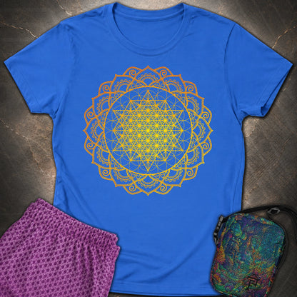 Tetrahedron Mandala T-Shirt - Tetrahedron Mandala Womens T-Shirt - Royal