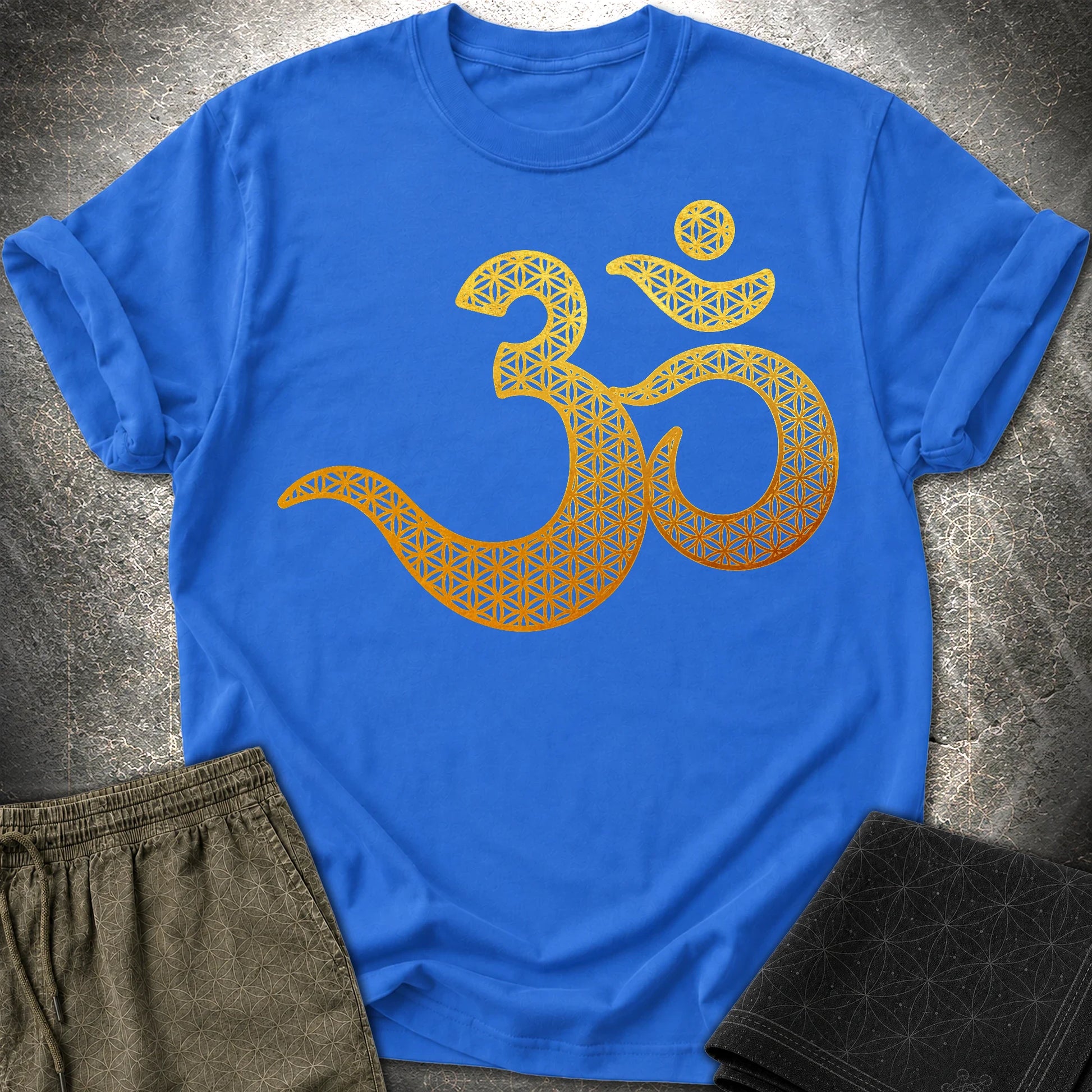 Ohm Flower Of Life Pattern T-Shirt - Ohm Flower Of Life Pattern T-Shirt - Royal