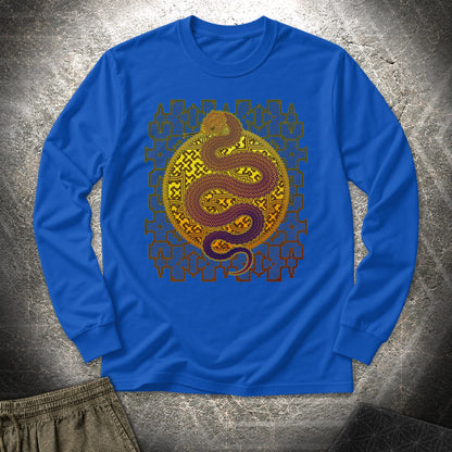 Shipibo Kene Cosmic Snake - Shipibo Kene Cosmic Snake Long Sleeve Shirt - Royal