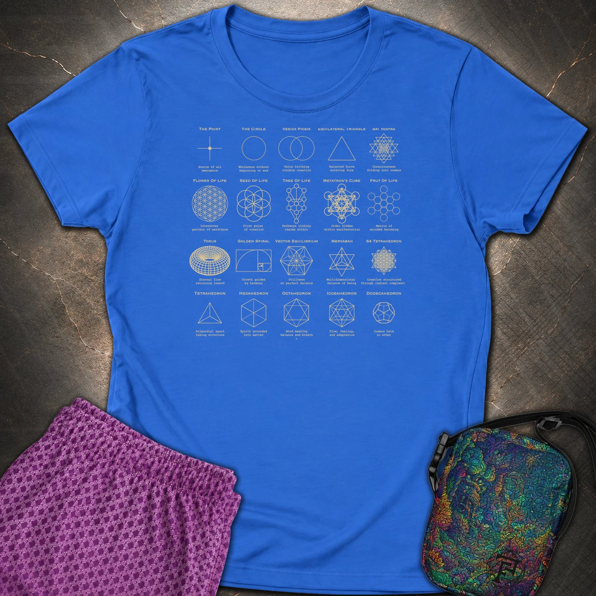 Sacred Geometry Figures Womens T-Shirt - Sacred Geometry Figures Womens T-Shirt - Royal