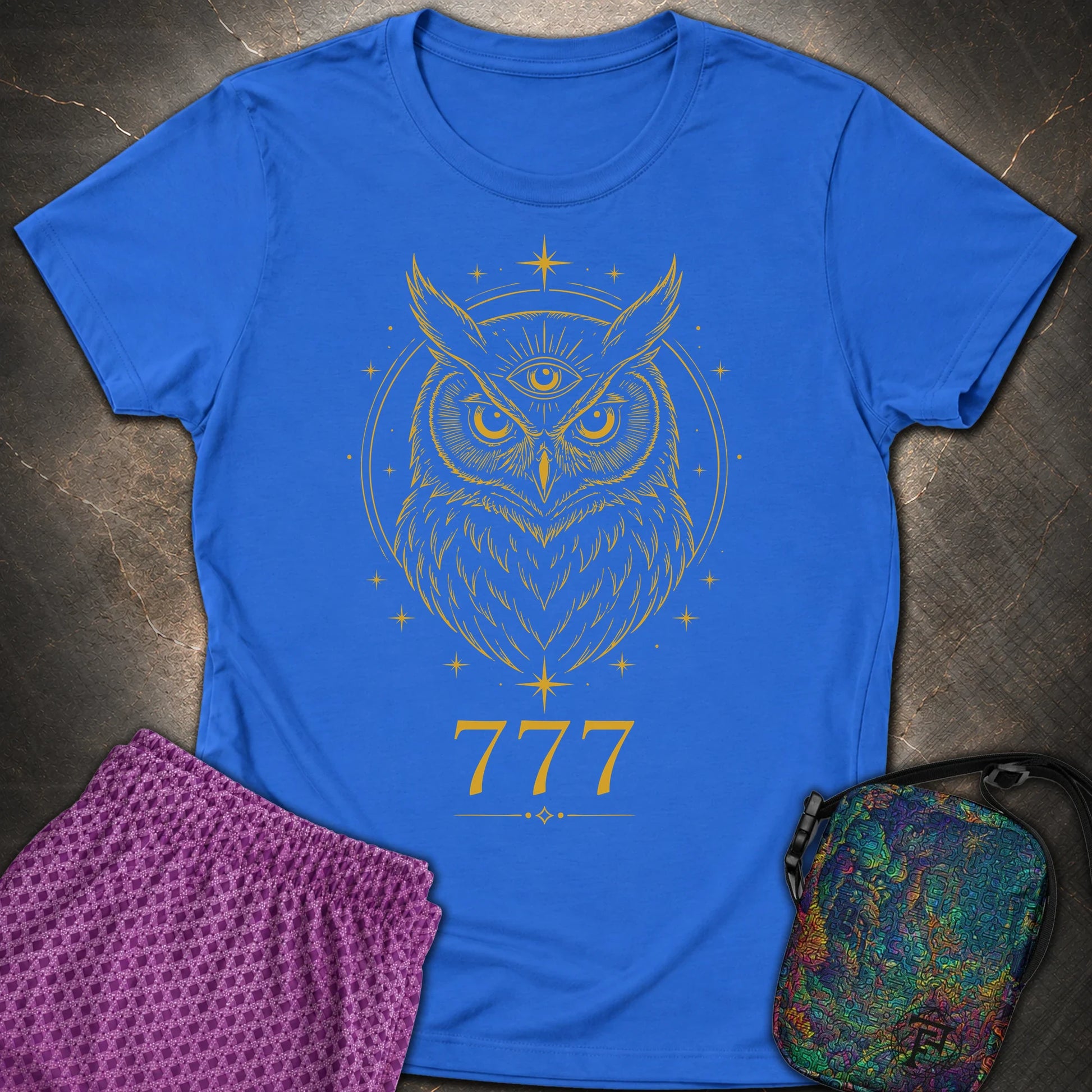 777 Mystic Owl Womens T-Shirt - 777 Mystic Owl Womens T-Shirt - Royal
