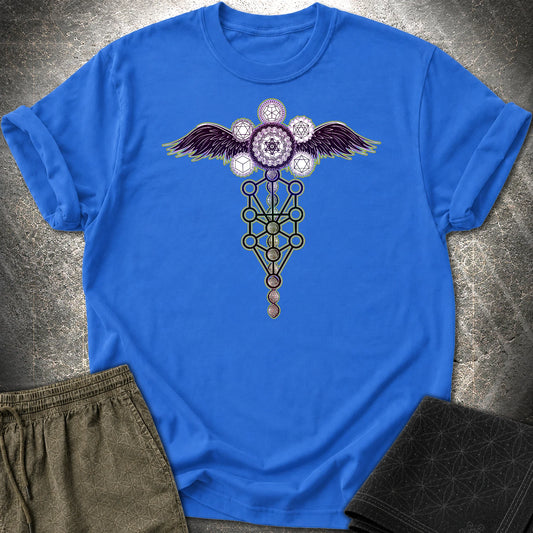Winged Metatron's Cube T-Shirt - Winged Metatron's Cube T-Shirt - Royal