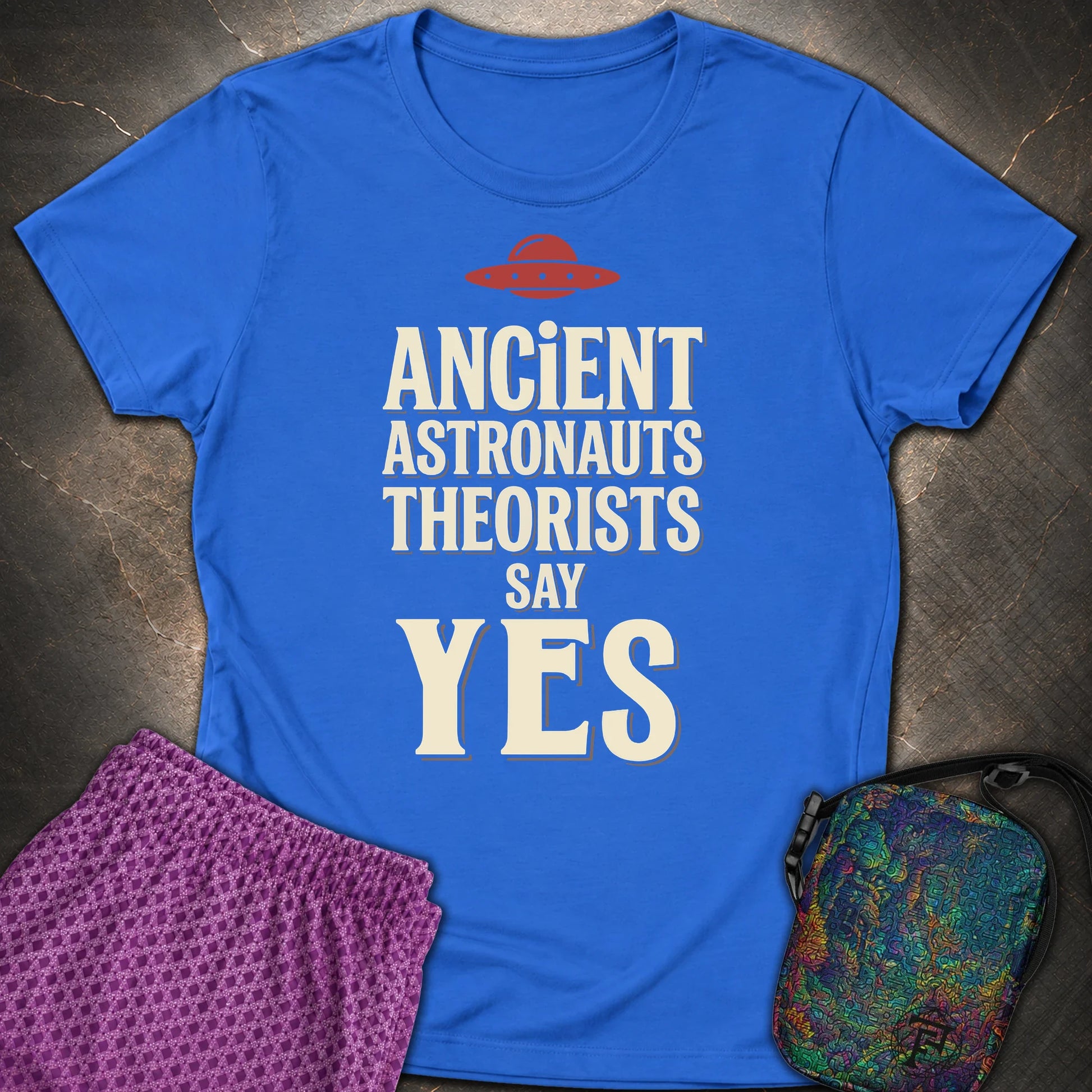 Ancient Astronaut Sey Yes 3 - Ancient Astronaut Sey Yes 3 Womens T-Shirt - Royal