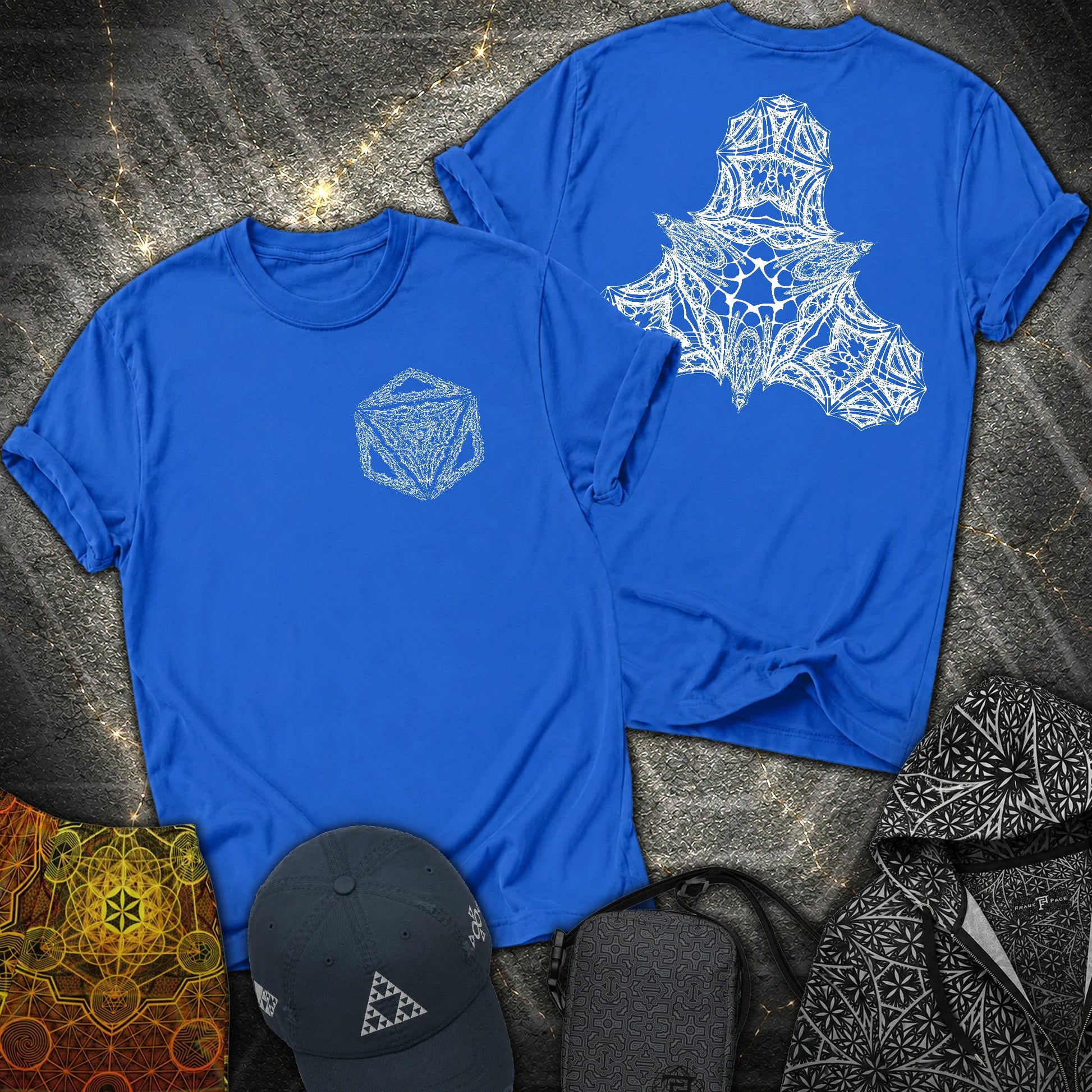 Organic Octahedron Geometry 2 Sided T-Shirt - Organic Octahedron Geometry 2 Sided T-Shirt - Royal